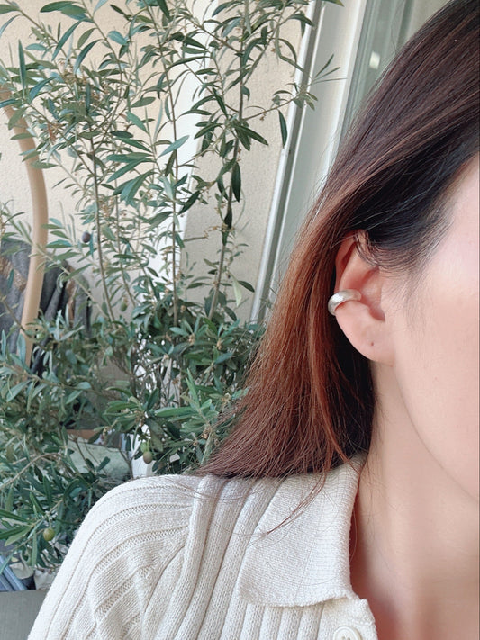 Soul Mate & Wide Brushed 925 Sterling Silver Ear Cuff Earrings