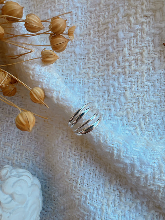 925 Sterling Silver Unisix 4 Layers Cuff Earrings Minimalist Style