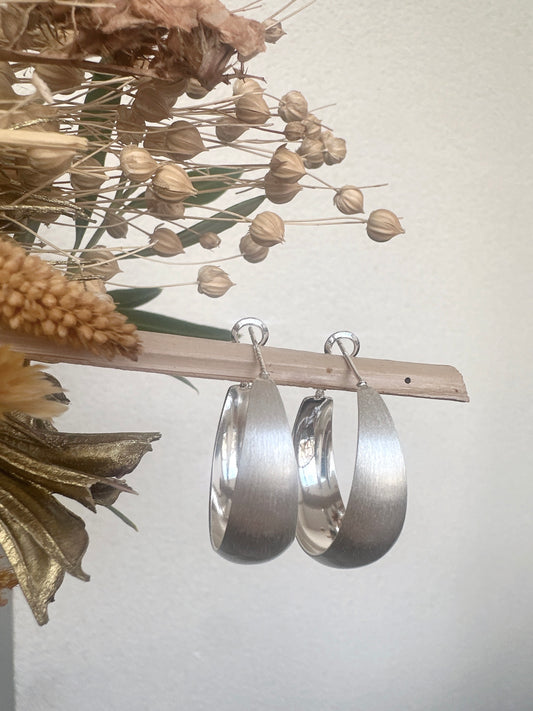 3 cm 925 silver posts wide hoop earrings