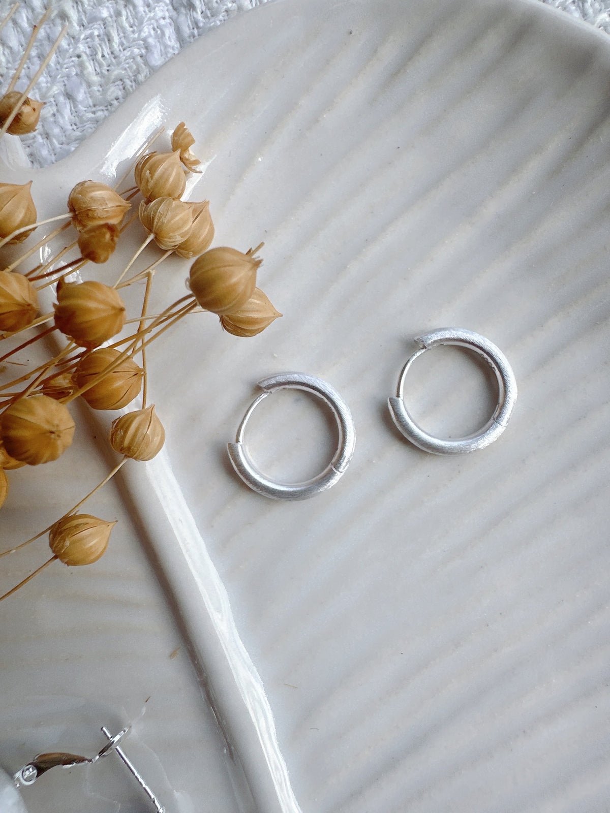 15mm Minimalist Matte Finish Unisex 925 Sterling Silver Hoop Earrings