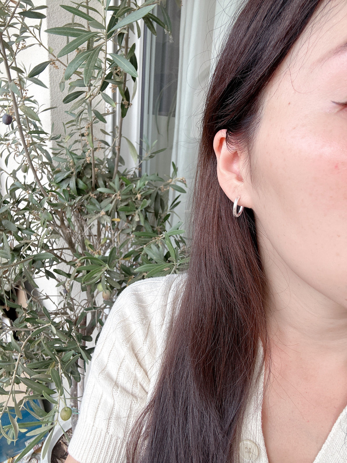 15mm Minimalist Matte Finish Unisex 925 Sterling Silver Hoop Earrings