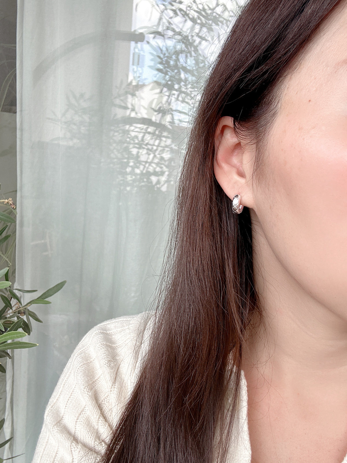 13mm 925 Sterling Silver Texured Hoop earrings