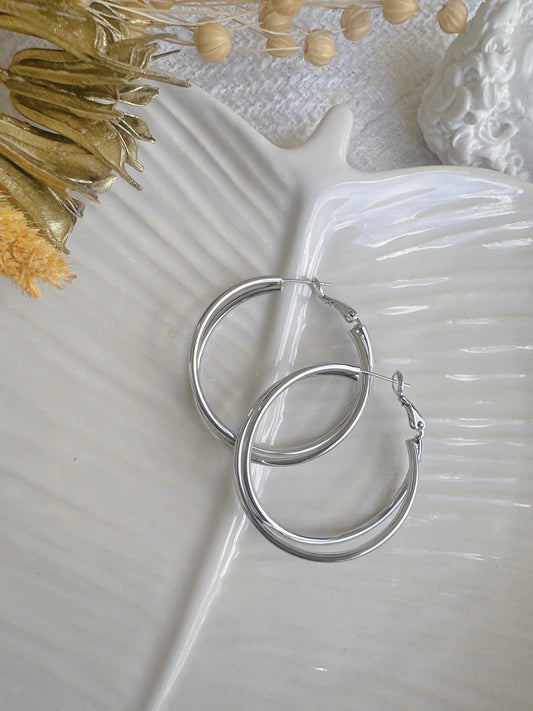Soul Mate & 40mm Double Layer Big Hoop Earrings