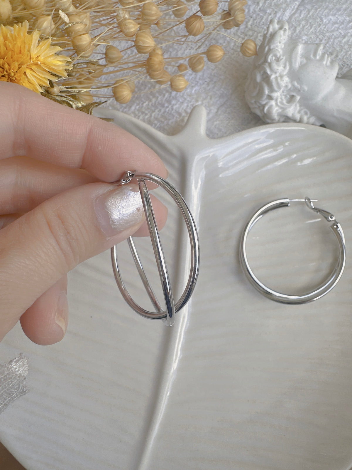 Soul Mate & 40mm Double Layer Big Hoop Earrings