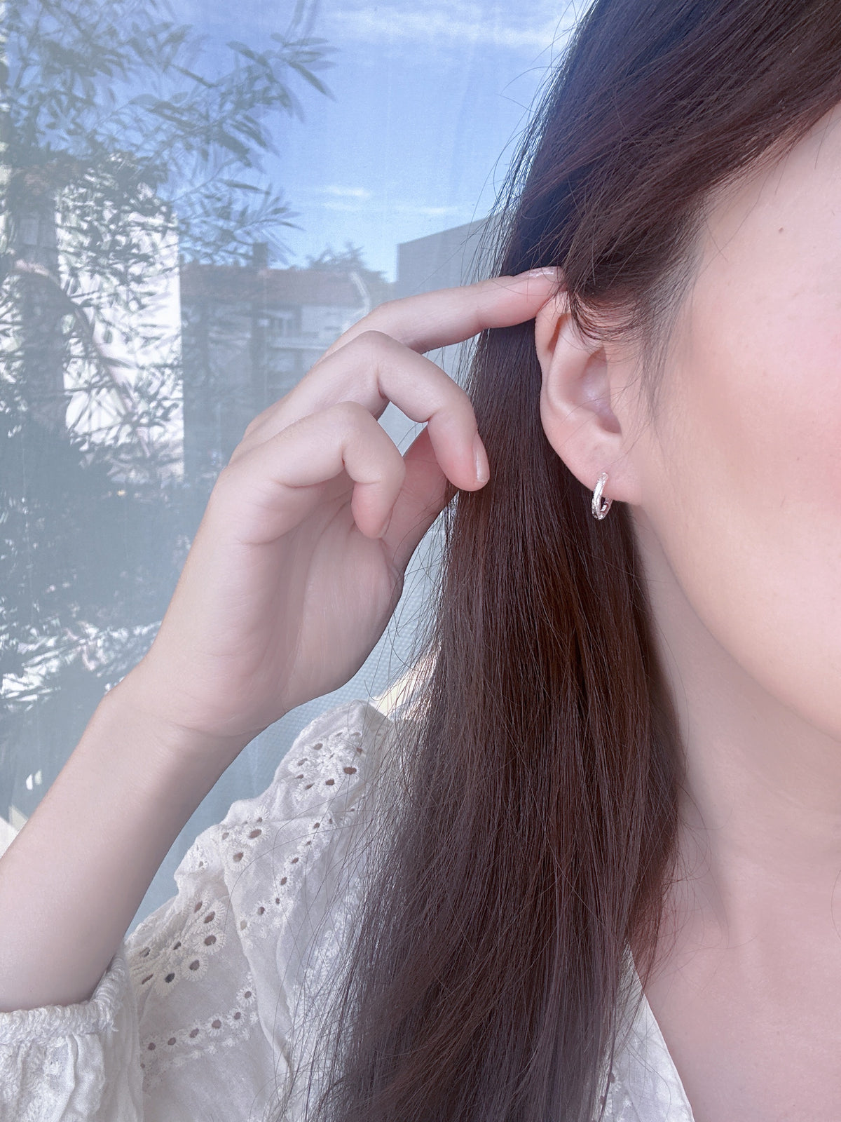 14mm Sterling Silver Textured Huggie  Hoops Unisex Earrings