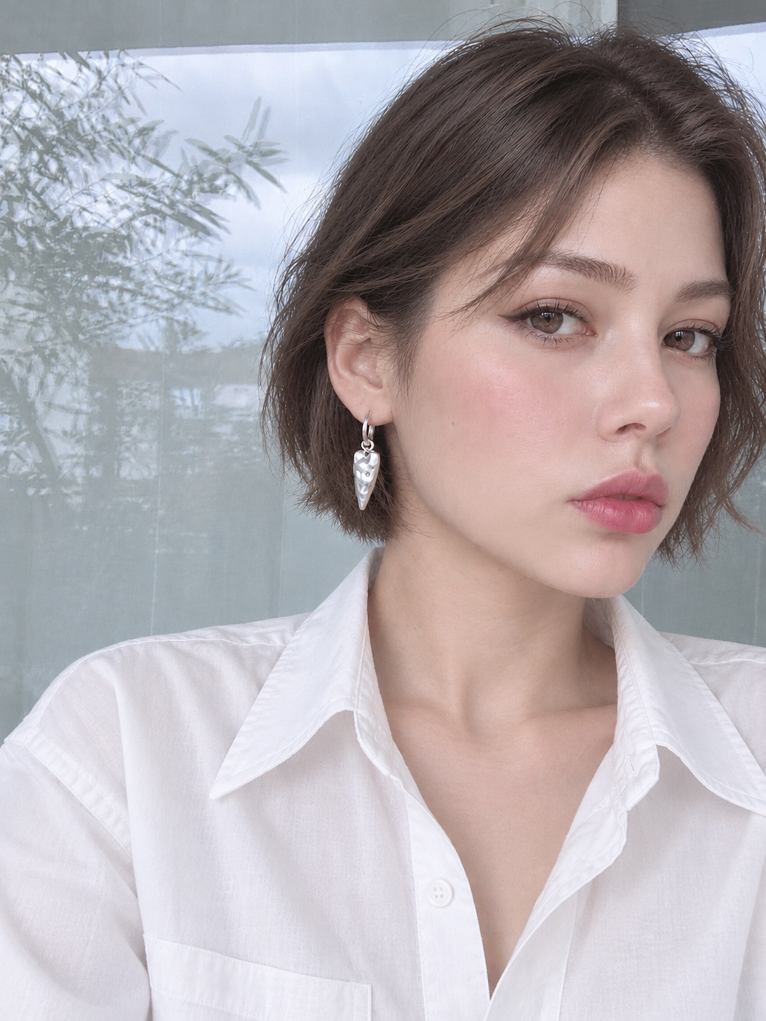 Silver Plated Vintage Style Minimalist Heart Drop Earrings 4.5 cm
