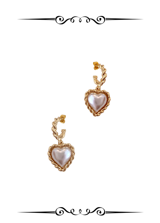 Soul Mate Heart of Mermaid ＆ 925 Silver Pearl Earrings
